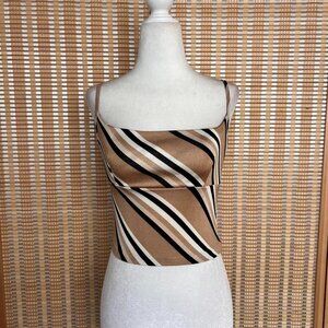 Vintage Y2K Necessary Objects brown + black striped stretchy strappy tank